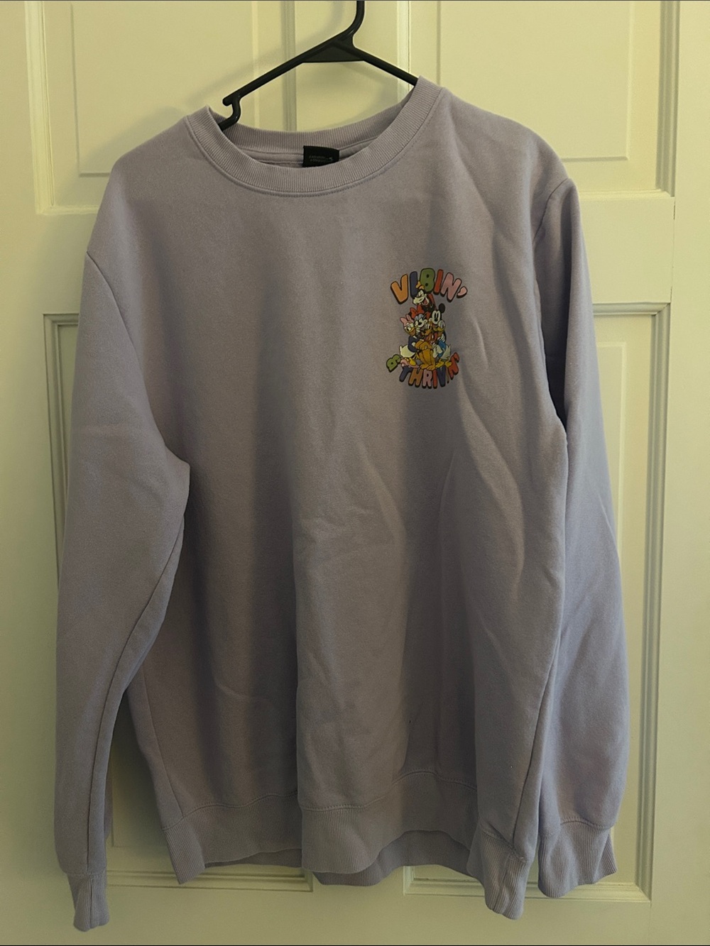 Disney Lavender Crewneck Sweatshirt with Colorful Character Graphic